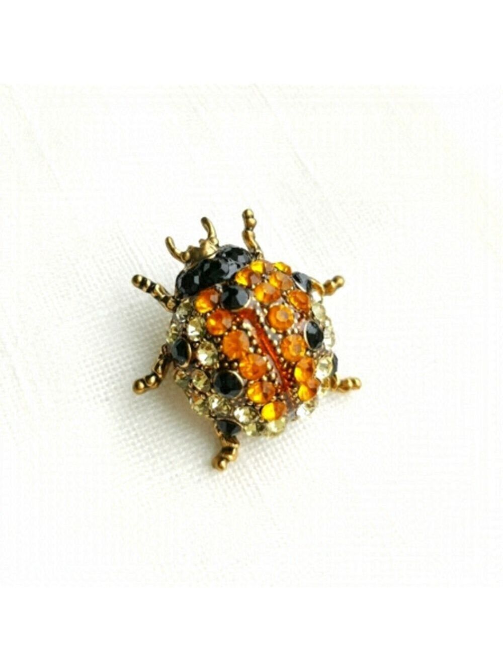 New Ladybug yellow crystal brooch pin